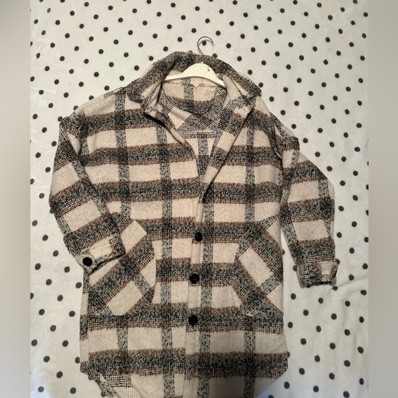 Long plaid fall jacket - Picture 4 of 5